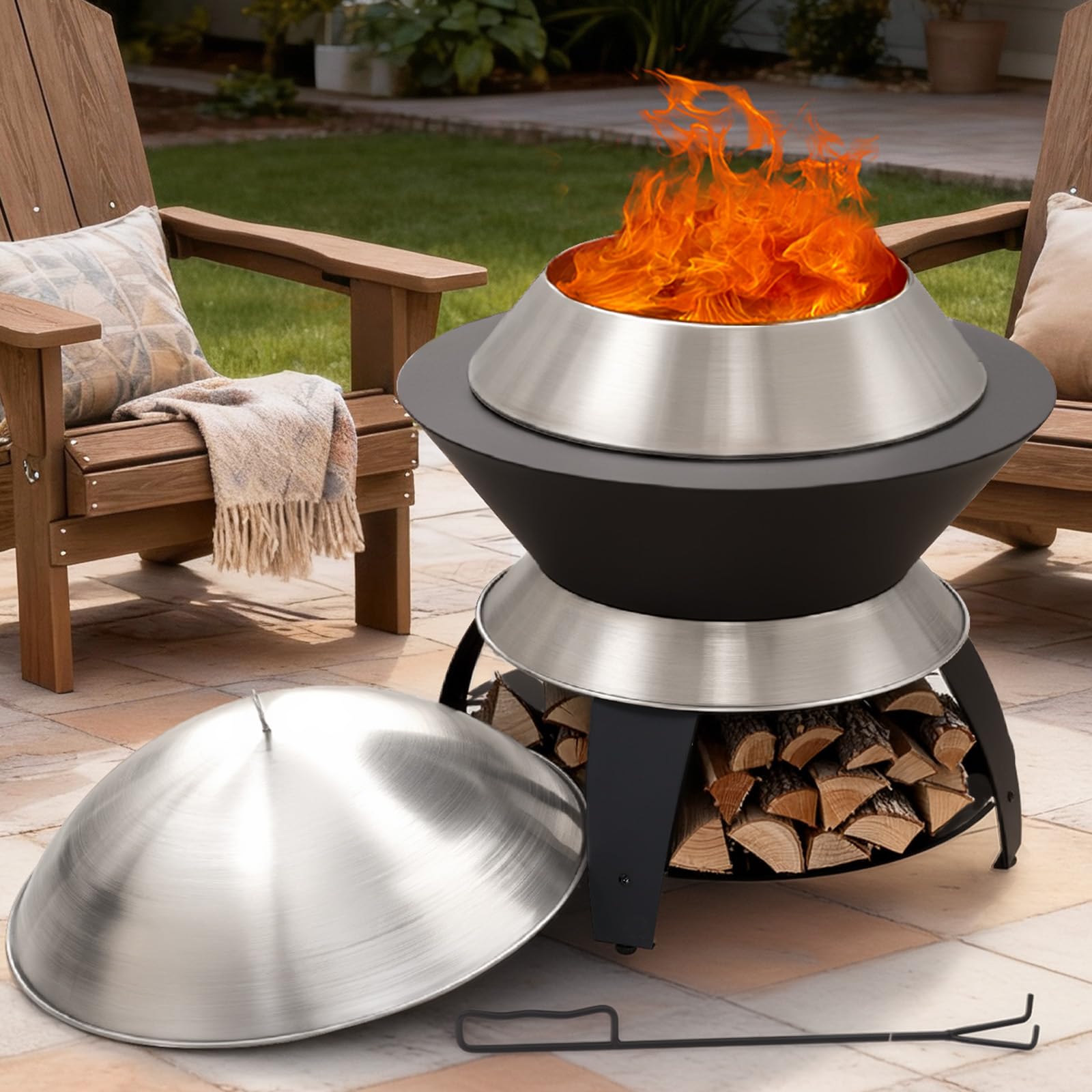 Amazon.com : ONBRILL 26 Inch Smokeless Firepit, Outdoor Fire Pit